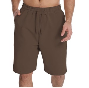 100% Cotton Worsted Mid Waist <b>Knee</b> <b>Length</b> <b>Men</b> Drawstring Drop Crotch Gym Sweat <b>Shorts</b> Plus Size Loose Running Anti-Wrinkle - Product Image 1