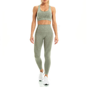 Gimnasio de alta calidad Fitness Conjunto de yoga sin costuras Mujeres 2 piezas Conjunto de yoga sin costuras Deportes Gimnasio Desgaste Conjunto de yoga - Product Image 1