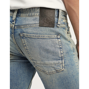 กางเกงยีนส์แฟชั่นสำหรับผู้ชายกางเกงยีนส์ทรงสลิมฟิตผ้ายืดสีฟ้าอ่อน - Product Image 3