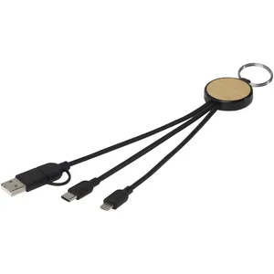 Cable de carga de bambú Tecta 6 en 1, dispositivos sostenibles - Product Image 1