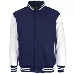 Chaqueta de invierno Moda Bomber Varsity Chaqueta de béisbol Hombres Manga de cuero Poliéster Chaqueta de béisbol personalizada de gran tamaño - Product Image 1