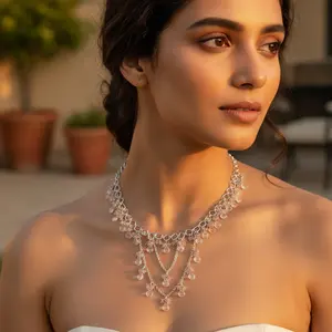 Delicado Collar de Plata con Piedra Lunar para Mujer, Cadenas Finas, Joyería - Product Image 1