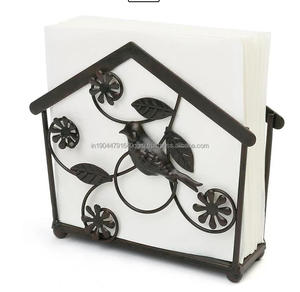Porte-serviettes en fer, support de distributeur de serviettes en papier droit pour la maison, la cuisine, les tables, l'intérieur, l'extérieur, la conception d'oiseaux et de fleurs - Product Image 2