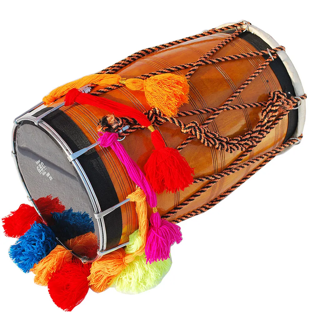 수제 나무 Dholki 드럼 수제 나무 Dholki 드럼 양 피부 인도 도매 악기 전통 결혼식