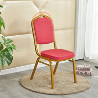 Chaise empilable en acier métallique pour église et salon avec coussin en tissu élégant, chaise d'événement, chaises de banquet et de salle à manger en métal durable