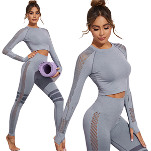 Hermoso estilo legging acanalado Yoga Wear Girl's Women's Gym Fitness Sets Ropa Entrenamiento Ropa deportiva Yoga Sets - Product Image 6
