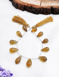 ลูกปัดหยดน้ำควอตซ์สีน้ำผึ้งทรงเหลี่ยม l ลูกปัดหยดน้ำควอตซ์สีน้ำผึ้งทรงเหลี่ยมจากธรรมชาติสำหรับทำเครื่องประดับอัญมณี - Product Image 1