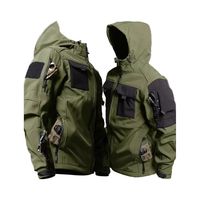 Veste de safari d'hiver pour homme, épaisse, 100% polyester, à capuche, coupe-vent, imperméable, respirante, écologique, séchage rapide, fermeture éclair