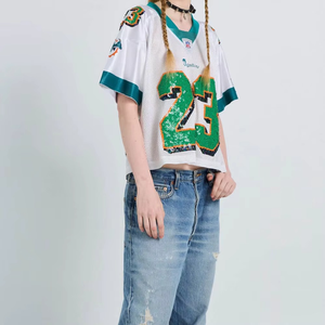 Maillot de football personnalisé pour femmes, taille plus, coupe ample, respirant, en maille de polyester, maillot de football pour streetwear, t-shirt - Product Image 1