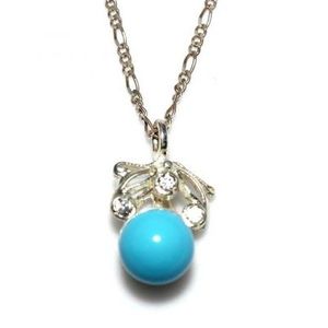 Collier en argent sterling 925 avec turquoise, forme boule rhodiée, or 14K 18K, or rose, zircon, diamant tendance, perle, ornement de fiançailles - Product Image 1