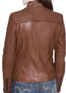 โรงงานโดยตรงสไตล์ใหม่ผู้หญิงแฟชั่นBikerแจ็คเก็ตฤดูใบไม้ร่วงและฤดูหนาวแจ็คเก็ตหนังแท้ 2024 ฤดูหนาวที่กําหนดเองคลาสสิกSlim Fit - Product Image 4