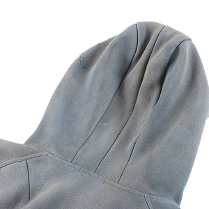 Manufacturer High Quality Acid Washed Distressed Lined Winter Hoodie Custom Logo 100% Polyester Knitted Fleece <b>Pullover</b> - Product Image 5