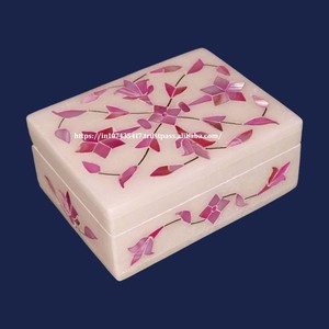 N ° 1 calidad mármol blanco madre perla incrustaciones hechas a mano logotipo personalizado cajas de joyería pendientes collar recién nacido bebé regalo embalaje - Product Image 2