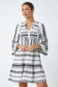 Vestido Midi de manga de campana de verano tejido en V indio hecho a mano Vintage para mujer vestido túnica elegante, moderno y cómodo para mujer - Product Image 3