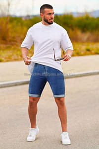 Pantalones cortos de mezclilla de algodón 100% de alta calidad para hombres nueva moda de verano diseño rasgado Casual personalizable DTG impreso pantalones cortos de mezclilla para hombres - Product Image 6