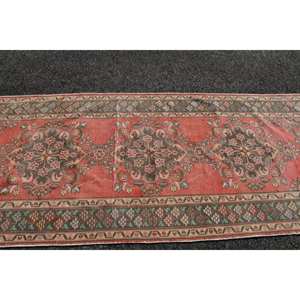 Alfombra turca de área grande, rosa y verde de retazos diseño clásico, patrón abstracto rectangular, látex de lana de 4,6X12,3 pies para alfombra de salón - Product Image 4