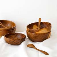 Ensemble Bols et Assiettes en Bois, Meilleures Ventes – Vaisselle Complète en Bois pour Dîner et Service Alimentaire