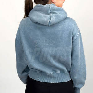 Sudaderas con capucha de mujer con lavado ácido sólido con logotipo personalizado 2025 Venta directa de fábrica Sudaderas con capucha lavado ácido en existencias - Product Image 4