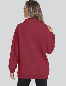 Women's Oversized Half-Zip Pullover Fleece Sweater Long Sleeve Drop Shoulder Streetwear Jumper for Winter & Autumn - Product Image 4