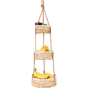 Hot Selling Water Hyacinth Hanging Fruit <b>Basket</b> 3 Tier <b>for</b> Kitchen Space Saver <b>for</b> Kitchen Organizing <b>Plant</b> Holder - Product Image 3