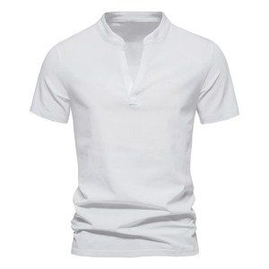 2025 Slim Fit col en v coton hommes T-Shirt tissu de haute qualité impression de Logo personnalisé Service OEM disponible en couleurs personnalisées - Product Image 3