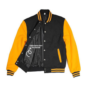 Veste universitaire avec col en fourrure amovible, garniture détachable, corps en laine, manches en cuir, fermeture à boutons-pression, style convertible - Product Image 3