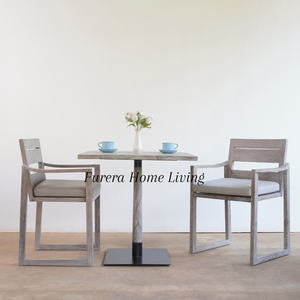 เก้าอี้ไม้สักสีทึบทันสมัยสำหรับรับประทานอาหารกลางแจ้งโครงการโรงแรมชนบทสีขาวที่มีการประยุกต์ใช้ในสวนวิลล่าลาน - Product Image 5