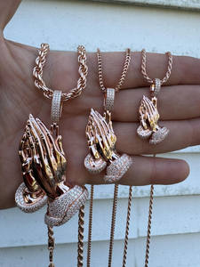 Moissanite Prier Mains Pliées Pendentif Religieux Pour Femmes Bijoux De Mode Pendentif 18k Or Rose 18k Or 925 Argent Plaqué - Product Image 3