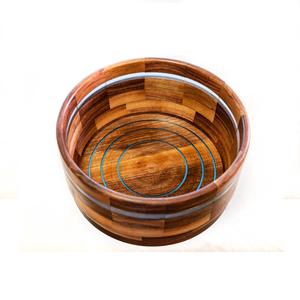 Bol de grande capacité autocollant de service alimentaire lourd bol en bois imprimé maison cuisine restauration accessoires plat de service Offre Spéciale - Product Image 6