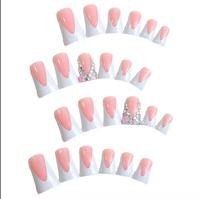 Aillsa Ongles artificiels à presser en acrylique, forme pieds de canard, OEM, faits main, style French effilé, couvrance totale, 12 tailles, design économique