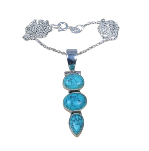Turquoise Gemstone Gros Pendentif 925 Sterling Silver Fine Jewelry Pendentif Avec 925 Timbre Argent Femmes Pendentif Bijoux - Product Image 1