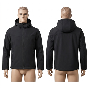 Veste polaire en sherpa pour homme, 380 GSM, beige et noir, panneau contrastant, logo brodé personnalisé, couche isolante, randonnée hivernale, camping - Product Image 6