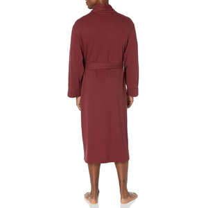 Peignoir à col en V personnalisable pour homme Robes légères et respirantes Vêtements de nuit de couleur unie Vêtements de nuit chauds et épais à revers en polaire Service OEM - Product Image 2