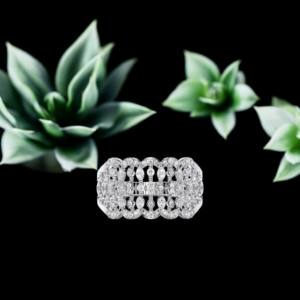 Anillo de 0,30 quilates con patrones geométricos modernos de diamante de corte redondo de moissanita de quilates hecho en oro sólido de 10K,14K,18K - Product Image 4