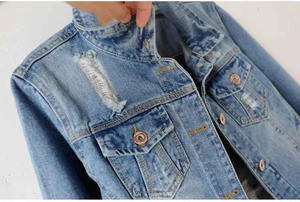 2024 Style Casual Streetwear <b>Denim</b> <b>Jacket</b> for Women XL Size Custom Logo Embroidery Wholesale Price Cheap Fabric <b>Jacket</b> - Product Image 5