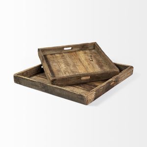 Plateau en bois de la meilleure qualité de couleur riche en acacia avec une forme carrée élégante et des poignées pratiques idéales pour servir les invités - Product Image 3
