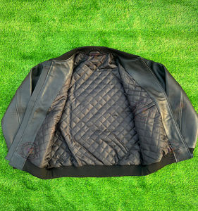 <b>Mens</b> Jackets Custom Wholesale Genuine Cowhide Full Grain <b>Leather</b> Winter Windbreaker Outdoor Varsity Style Zipper Bomber Jacket - Product Image 4