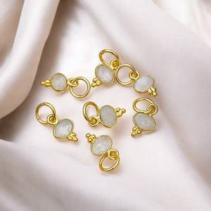 Tiny Oval Bezel Gold Plated Charm Handmade Jewelry Suppliers From India Natural Gemstone Oval Charm For Making Jewelry <b>Bracelet</b> - Product Image 4