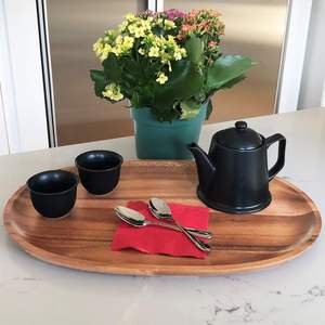 Plateau ovale en acacia de 18 pouces, plateaux rectangulaires en bois de section extra large pour les collations alimentaires au fromage et aux fruits - Product Image 2