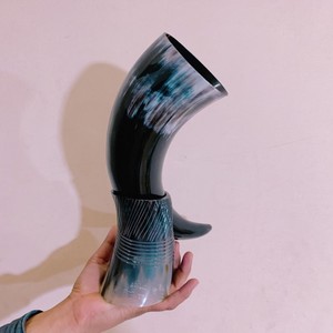 Antique Hot sale Drink Horn With Black <b>Stand</b> / Horn Crafts Wholesale supplies from indian drinking horn <b>stand</b> - Product Image 4