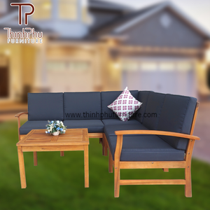 Juego de sofá de salón de madera de acacia para todo tipo de clima de diseño moderno, cojines de 10cm para sala de estar interior/exterior, muebles de jardín Vietnam - Product Image 3