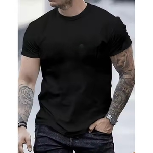 T-shirt décontracté pour homme 100 % coton respirant à manches courtes, col rond, couleur unie, idéal pour l'été et les activités de plein air - Product Image 1