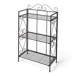 Modern 3-Tier <b>Metal</b> Plant Stand <b>Black</b> Indoor Outdoor Flower Pot Rack for Balcony Living Room & Garden Display - Product Image 6