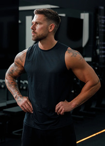 <b>Men's</b> Boxy Fit Vests Quick Dry Cotton Custom Print Logo Summer Cutt Off <b>Singlet</b> Sleeveless T-Shirts Sport Gym Tank Top <b>For</b> <b>Men</b> - Product Image 4