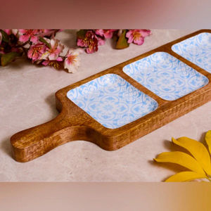 แผ่นไม้อะคาเซียจานสำหรับเสิร์ฟขนมเพสตรี้ออกแบบดอกไม้ปลอดภัยสำหรับงานแต่งงานงานเลี้ยงและบนโต๊ะ - Product Image 6