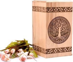 Handmade Steam Beech Wood Urn <b>for</b> Human <b>Ashes</b> - Tree of Life Urn <b>Box</b> - Personalized Cremation Urn <b>for</b> <b>Ashes</b> Smooth Finish - Product Image 4