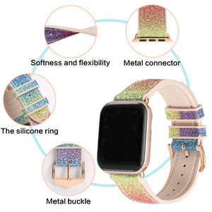 Nuevas correas elegantes de silicona y cuero con efecto camaleón arcoíris, cómodas y brillantes para relojes inteligentes IWatch <span class=keywords><strong>Serie</strong></span> 7 - Product Image 3