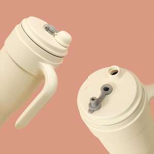 Gobelet isotherme en acier inoxydable de 40 oz avec poignée, paille, mug à café de voyage avec couvercle anti-fuite, capacité de 50 oz pour le café chaud - Product Image 1