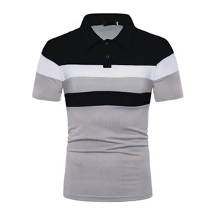 Camiseta Polo de manga corta estilo veraniego de 100% algodón con bloqueo de color cruzado a la moda para hombre - Product Image 5