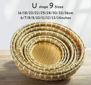 Cesta de bambú tejida hecha a mano Natural 100% ecológica, bandeja en forma de U, cesta profunda para alimentos con muchos tamaños - Product Image 4